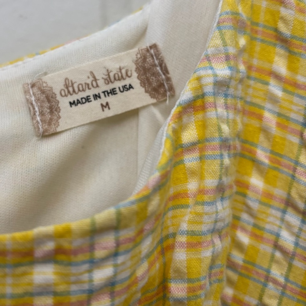 Altar’d State Yellow Plaid Mini Dress | Cottagecore Sundress | Size M - Picture 2 of 4
